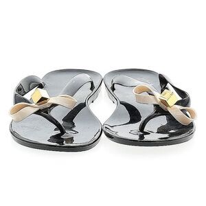 TED BAKER London Black rafeek bow gold cube jelly‎ Sandals sz 5